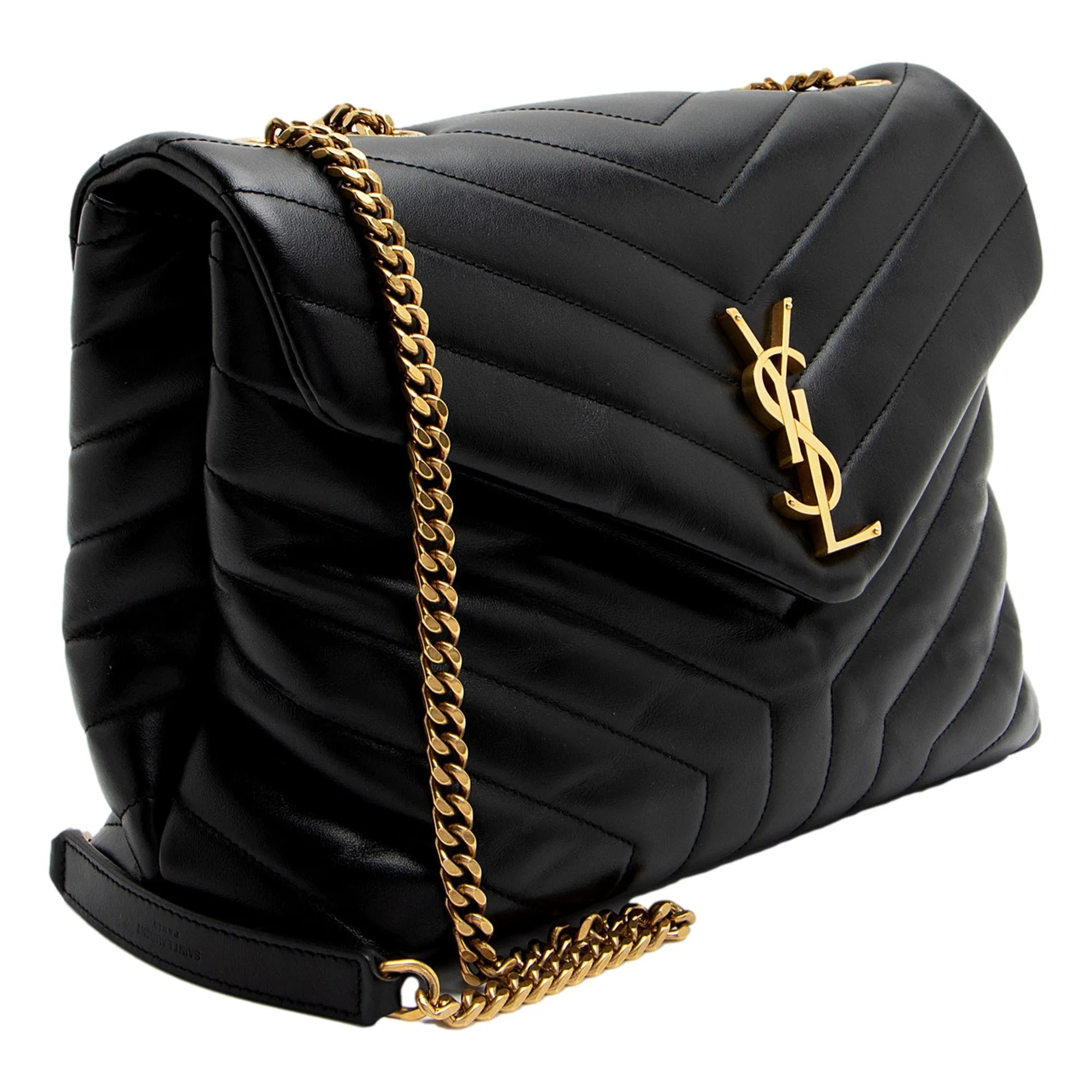 Saint Laurent LouLou Large Matelass?? Lambskin Black Shoulder Crossbody Bag