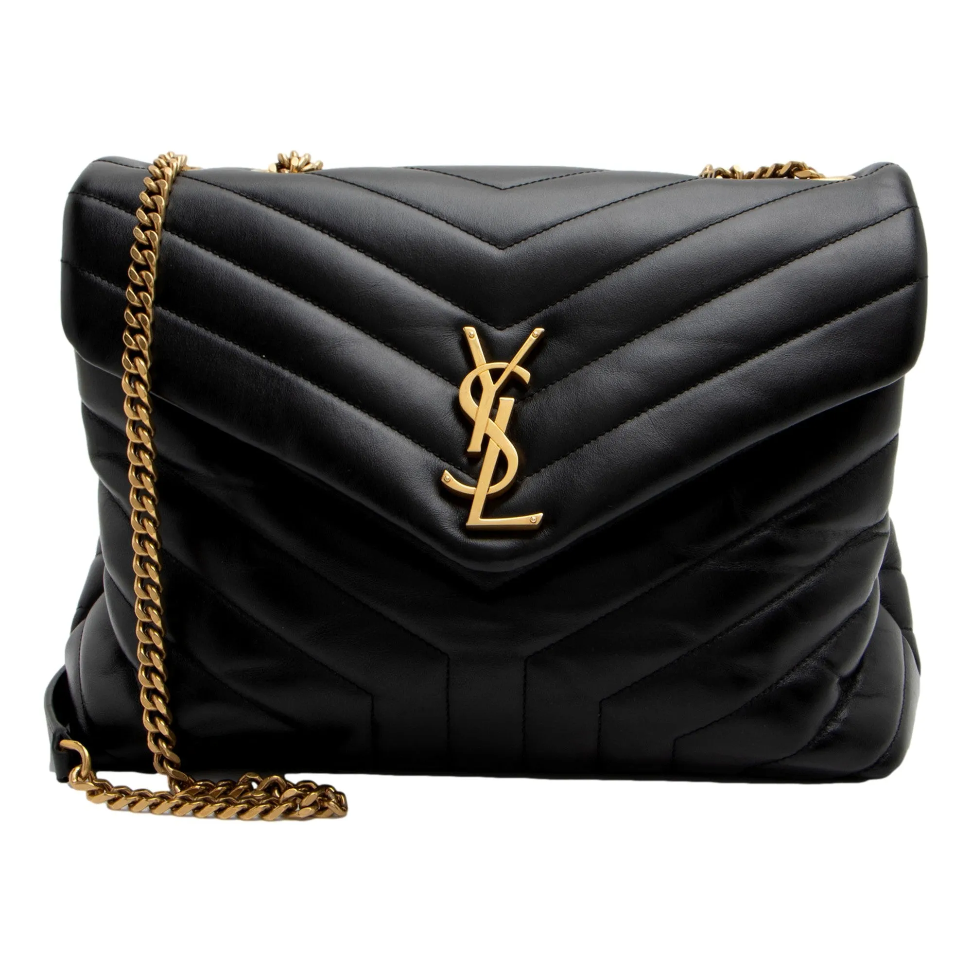 Saint Laurent LouLou Large Matelass?? Lambskin Black Shoulder Crossbody Bag