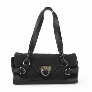 Salvatore Ferragamo Gancini  Canvas Leather Handbag (Pre-Owned)