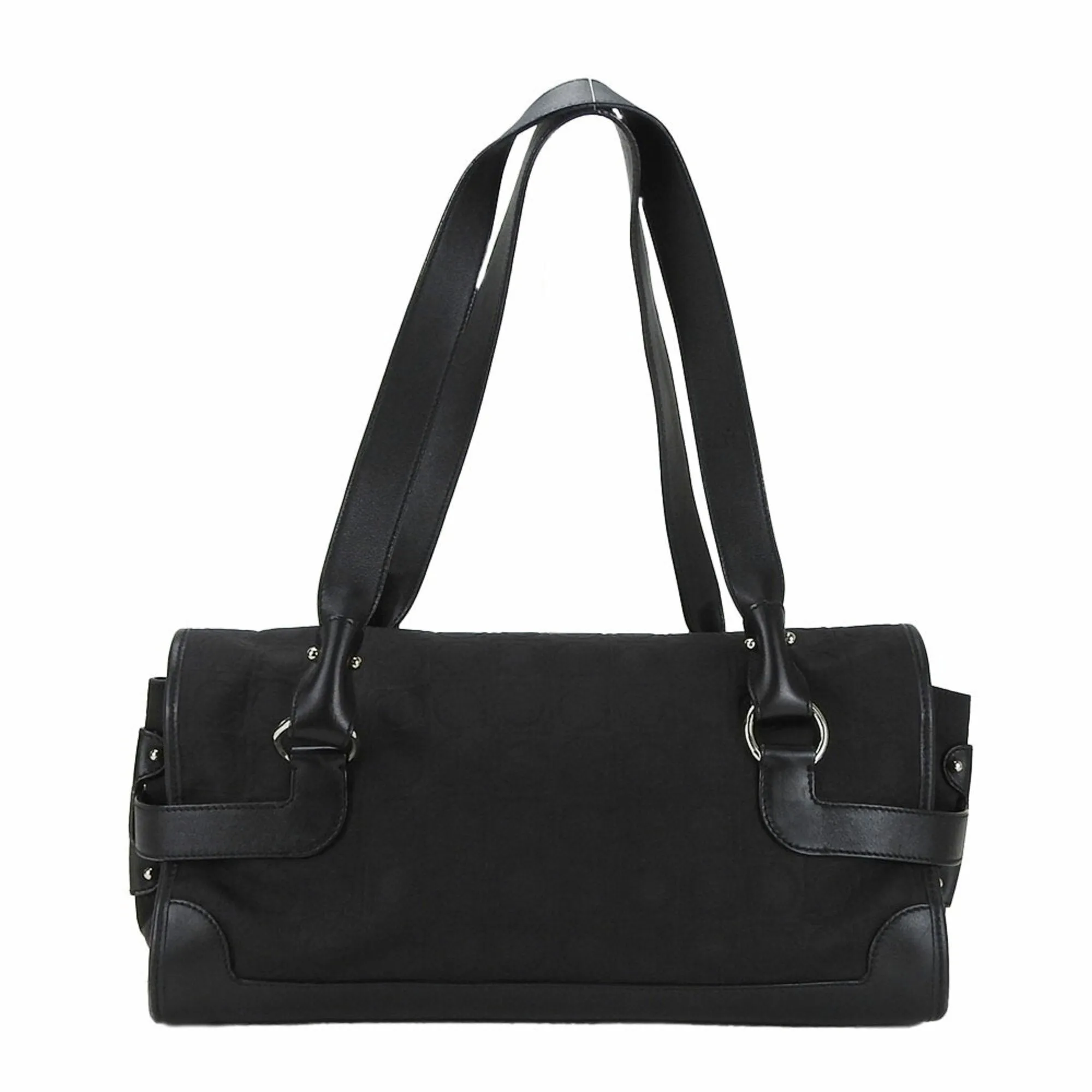 Salvatore Ferragamo Gancini  Canvas Leather Handbag (Pre-Owned)