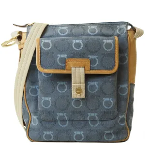 Salvatore Ferragamo Gancini  Canvas Leather Shoulder Bag (Pre-Owned)