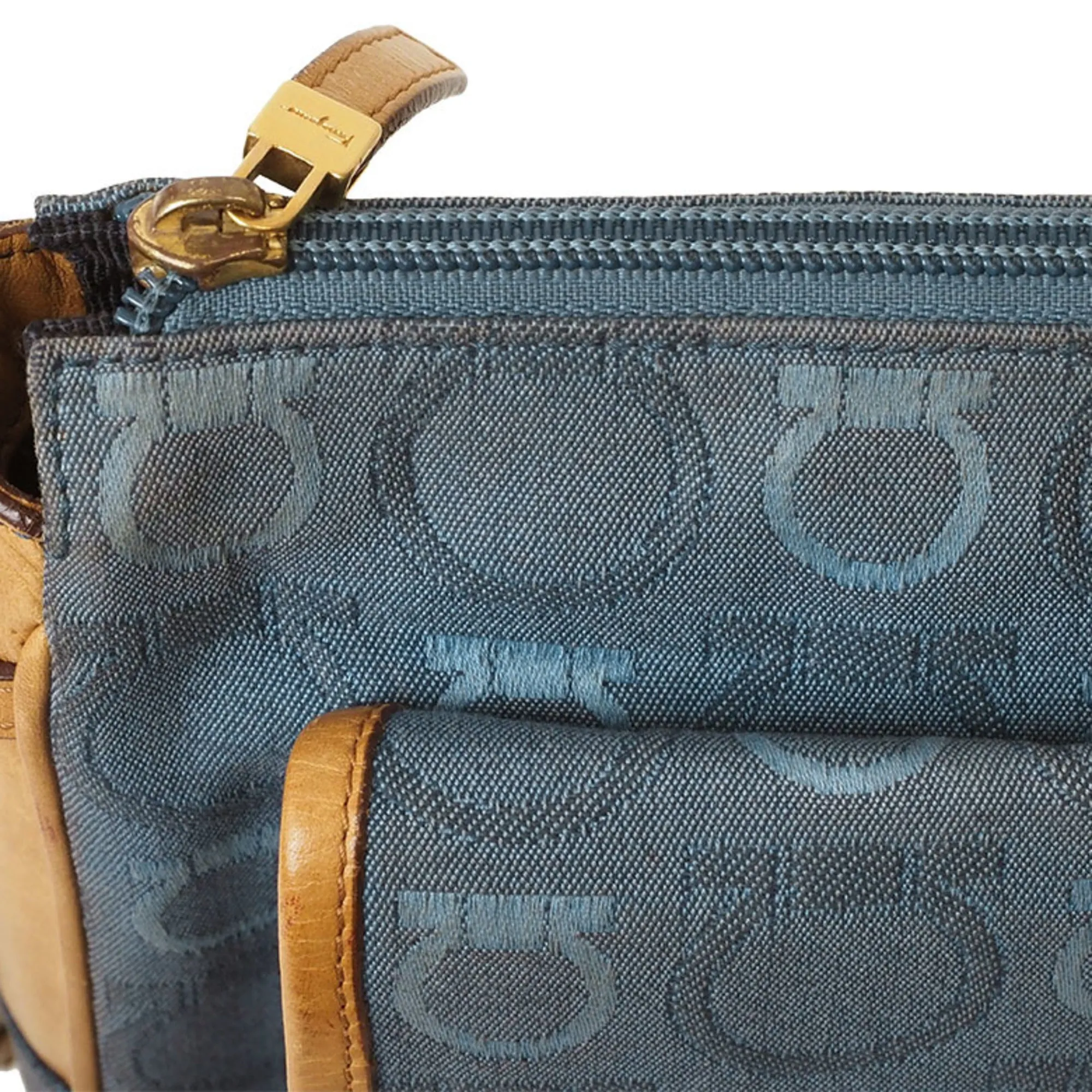 Salvatore Ferragamo Gancini  Canvas Leather Shoulder Bag (Pre-Owned)