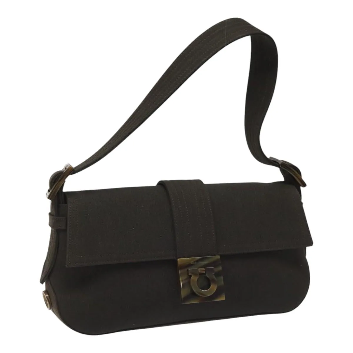 Salvatore Ferragamo Gancini Canvas Shoulder Bag (Pre-Owned)