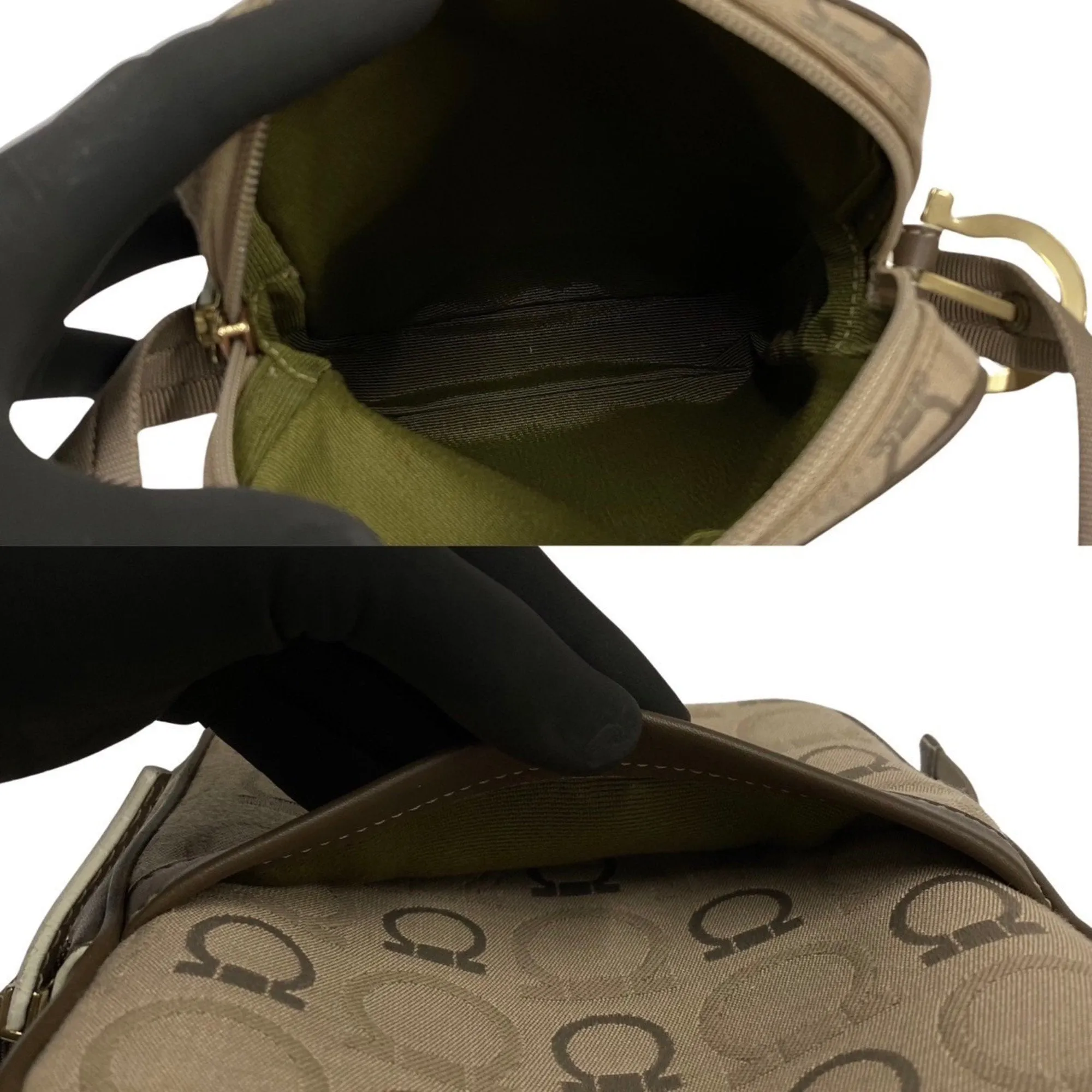 Salvatore Ferragamo Gancini Canvas Shoulder Bag (Pre-Owned)