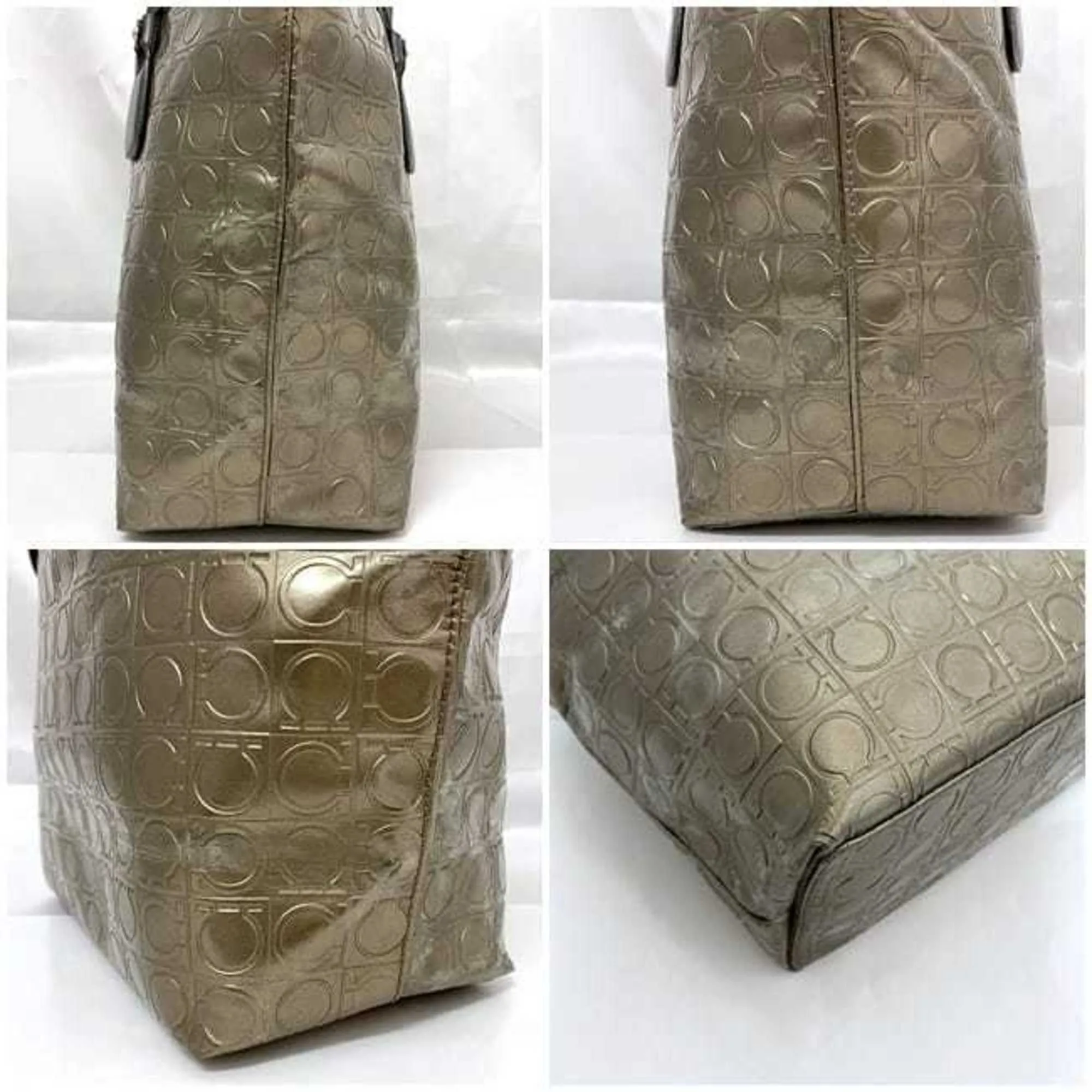 Salvatore Ferragamo Gancini Canvas Shoulder Bag (Pre-Owned)