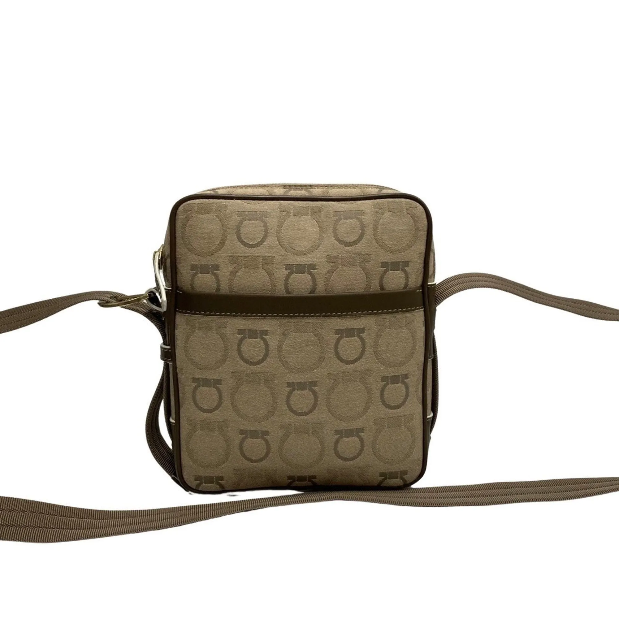 Salvatore Ferragamo Gancini Canvas Shoulder Bag (Pre-Owned)