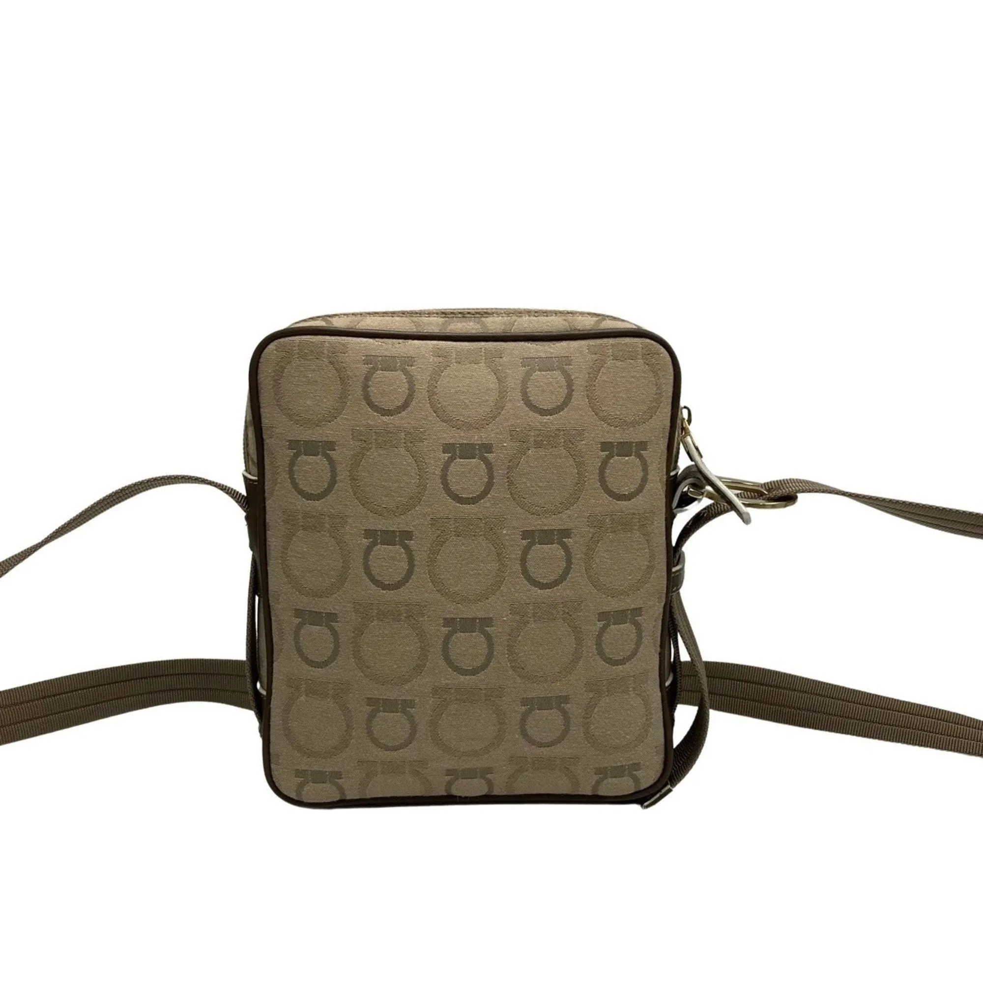 Salvatore Ferragamo Gancini Canvas Shoulder Bag (Pre-Owned)