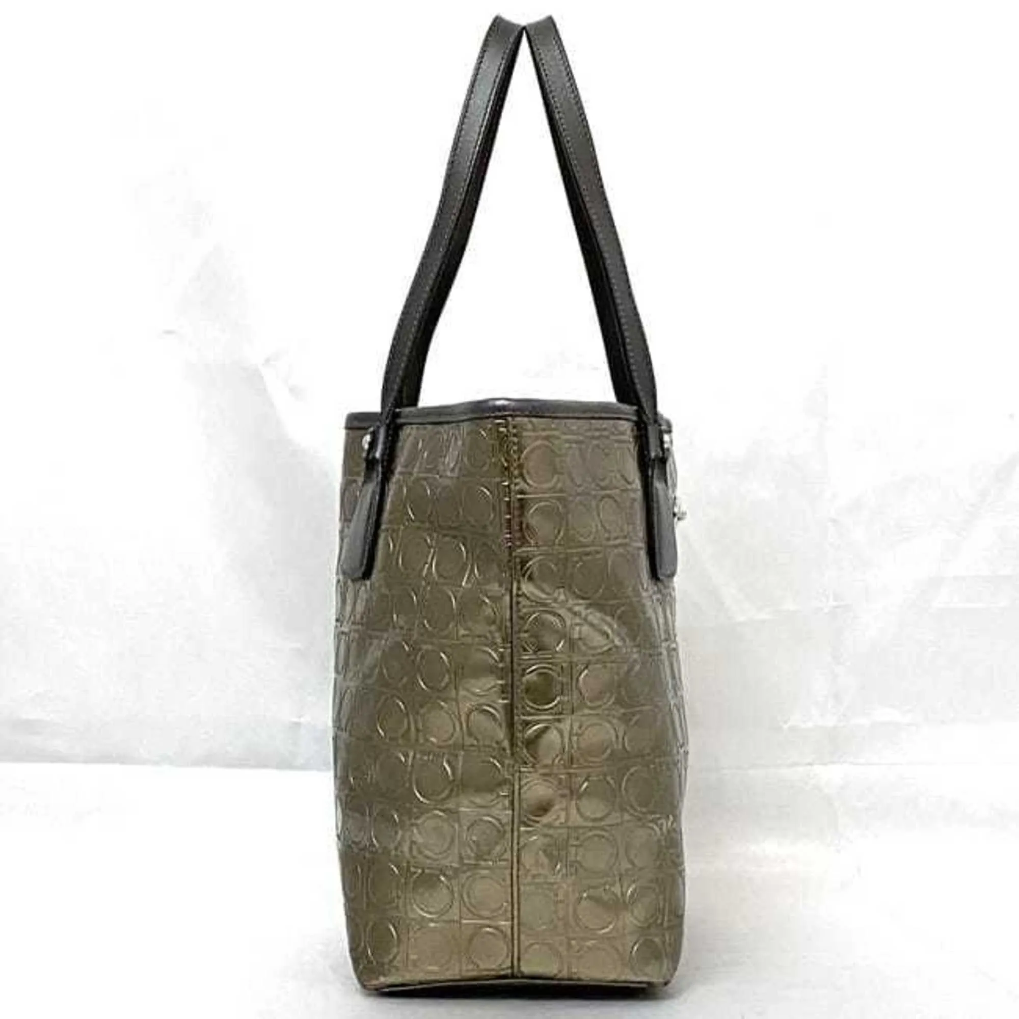 Salvatore Ferragamo Gancini Canvas Shoulder Bag (Pre-Owned)