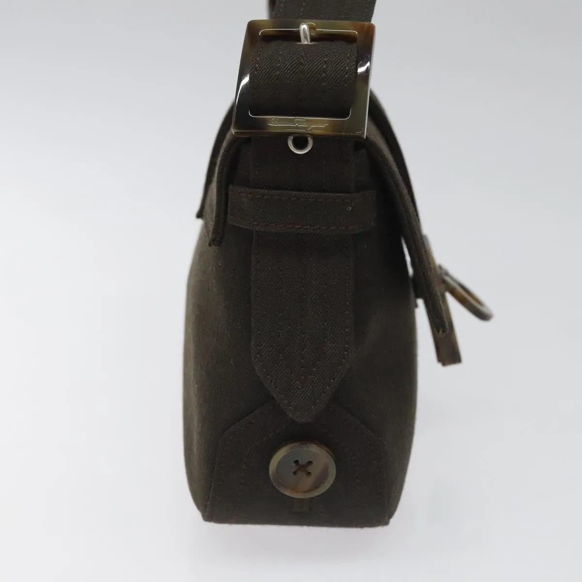 Salvatore Ferragamo Gancini Canvas Shoulder Bag (Pre-Owned)