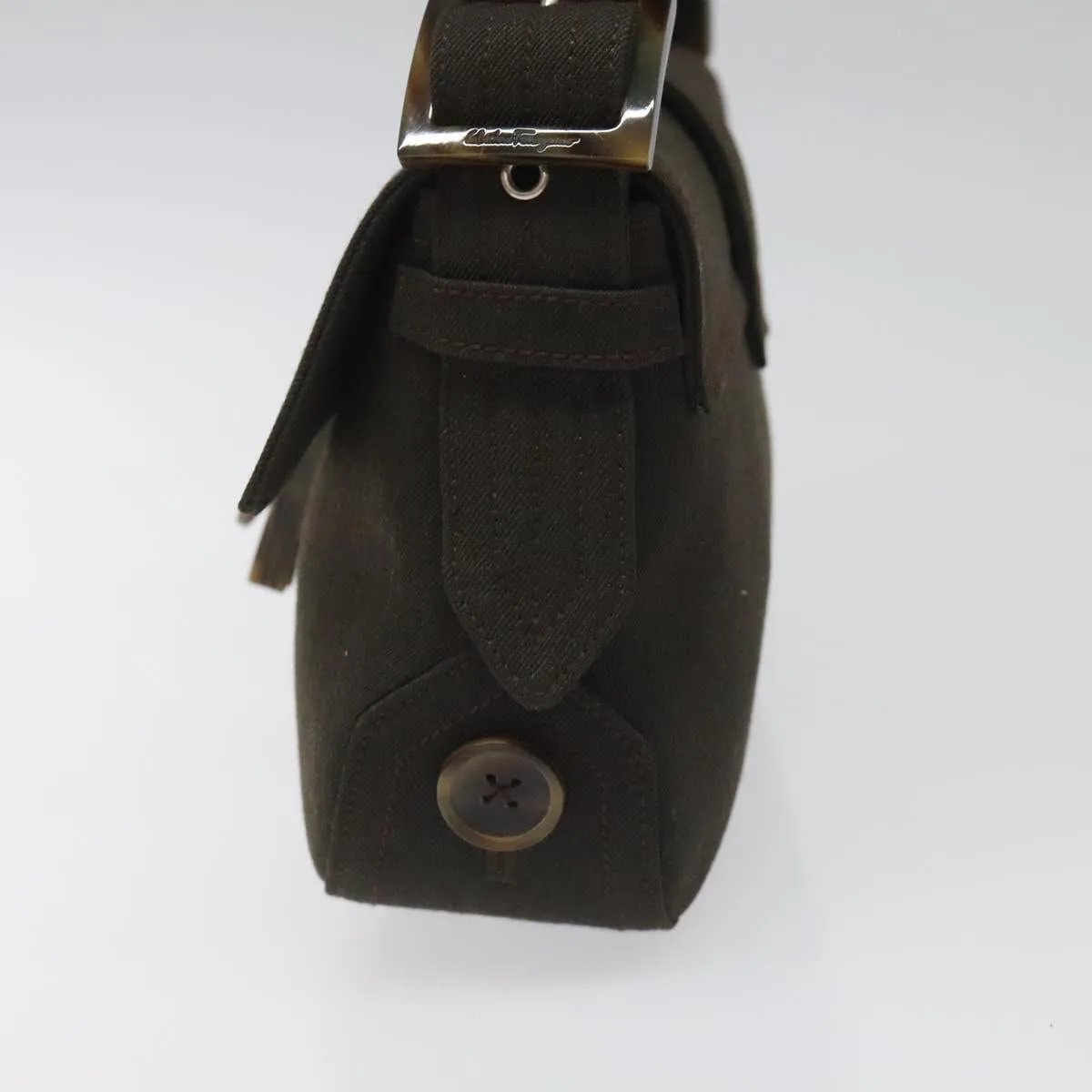 Salvatore Ferragamo Gancini Canvas Shoulder Bag (Pre-Owned)