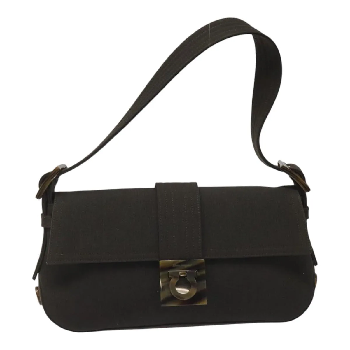 Salvatore Ferragamo Gancini Canvas Shoulder Bag (Pre-Owned)