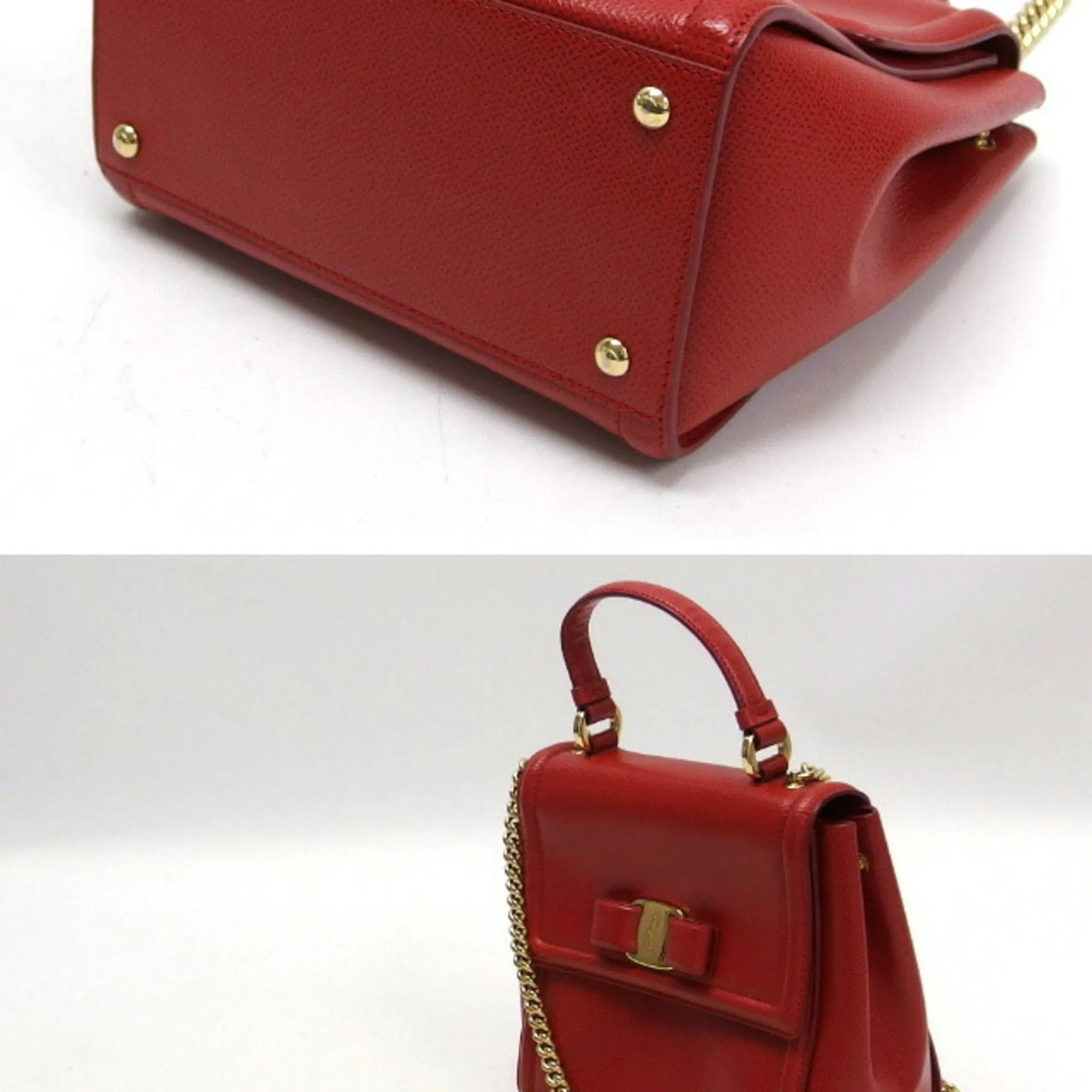 Salvatore Ferragamo Vara  Leather Handbag Shoulder Bag (Pre-Owned)