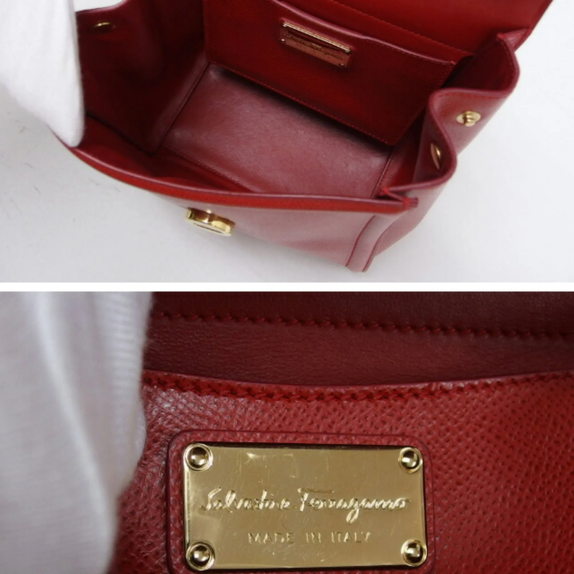 Salvatore Ferragamo Vara  Leather Handbag Shoulder Bag (Pre-Owned)