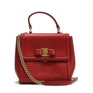 Salvatore Ferragamo Vara  Leather Handbag Shoulder Bag (Pre-Owned)