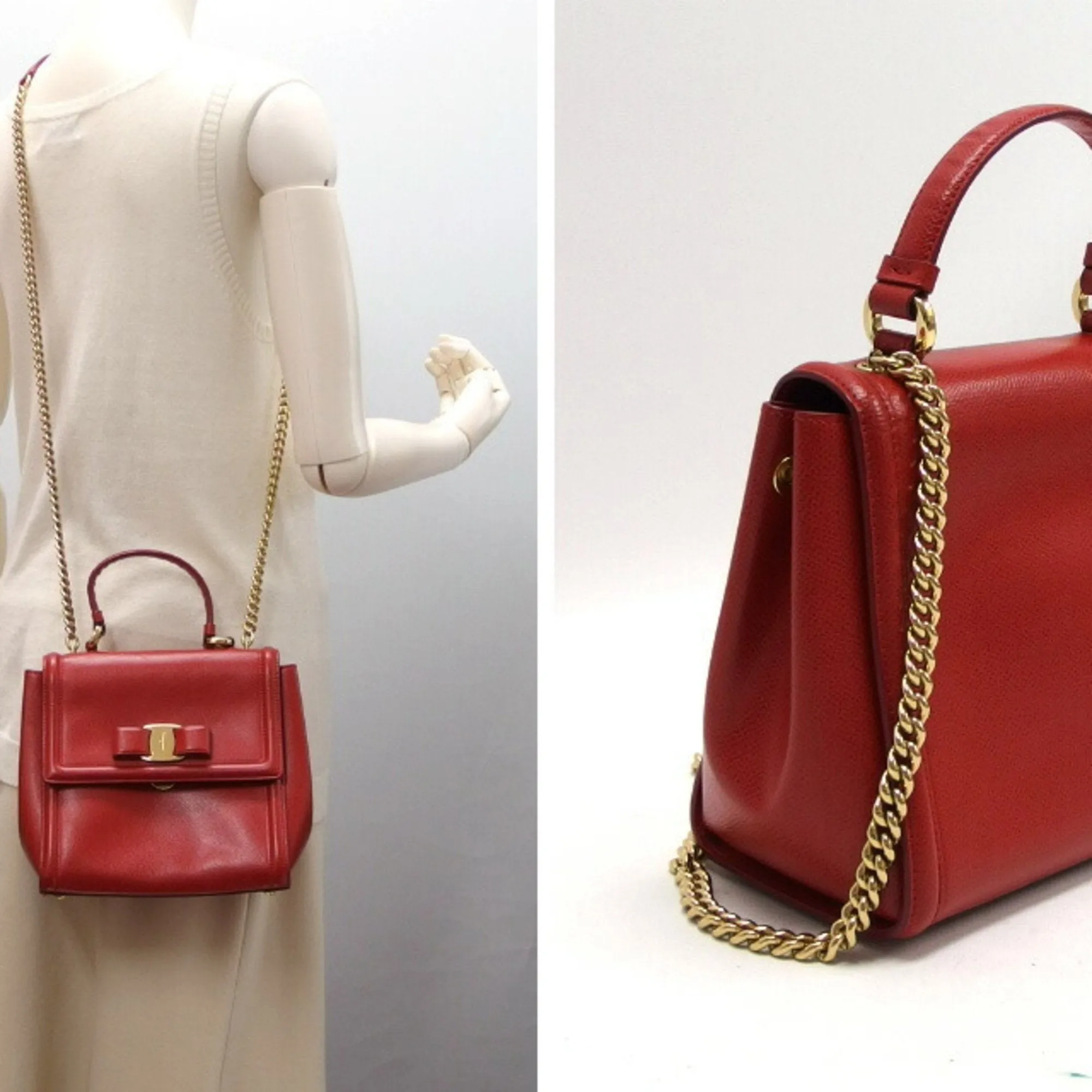 Salvatore Ferragamo Vara  Leather Handbag Shoulder Bag (Pre-Owned)