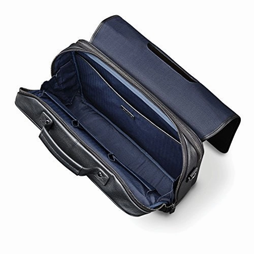 Samsonite Mens Leather Classic Flap Briefcase Black