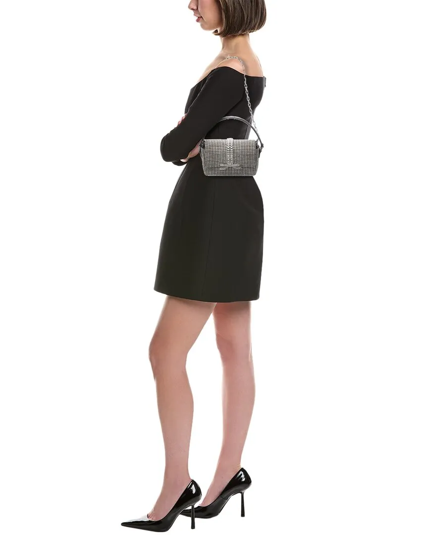 Self-Portrait Rhinestone Chainmail Leather Micro Bag