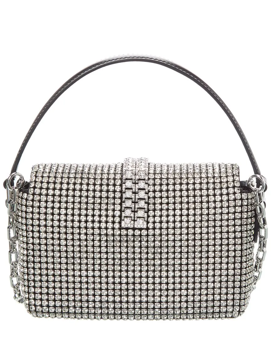 Self-Portrait Rhinestone Chainmail Leather Micro Bag