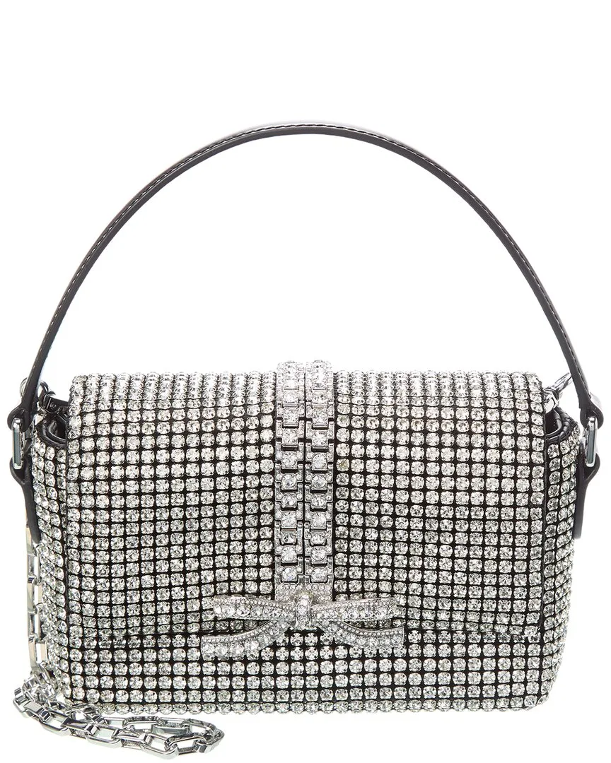 Self-Portrait Rhinestone Chainmail Leather Micro Bag