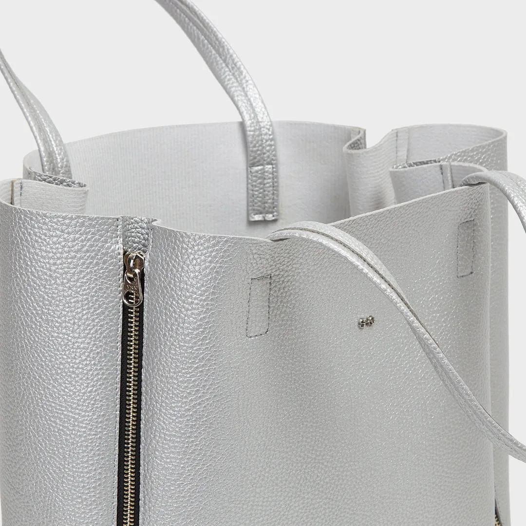 SEOUL PEBBLED VEGAN LEATHER SILVER