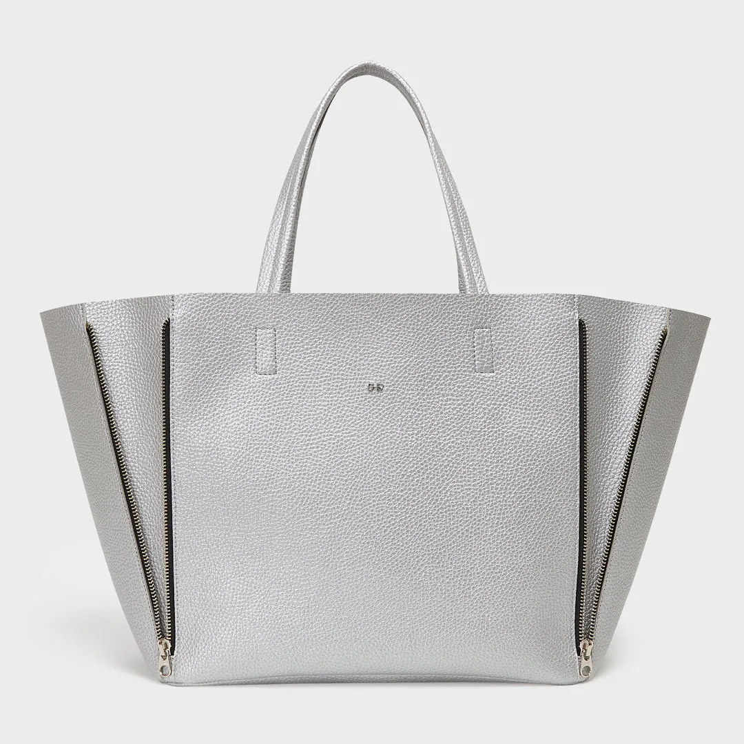 SEOUL PEBBLED VEGAN LEATHER SILVER