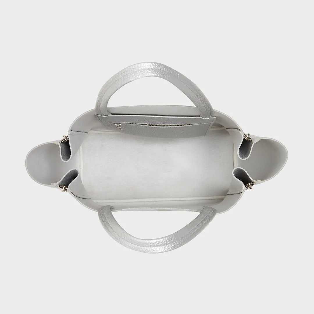 SEOUL PEBBLED VEGAN LEATHER SILVER