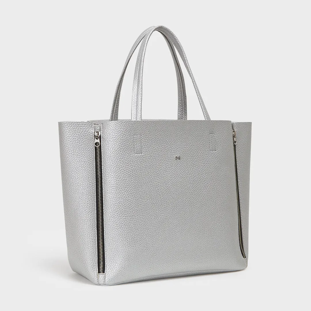 SEOUL PEBBLED VEGAN LEATHER SILVER