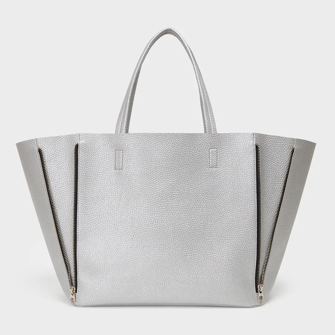 SEOUL PEBBLED VEGAN LEATHER SILVER