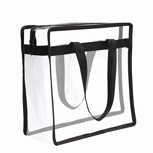 Stadium Approved Clear Plastic Tote Bags with Handles (11.75 x 11.5 x 5.75 In, 2 Pack)