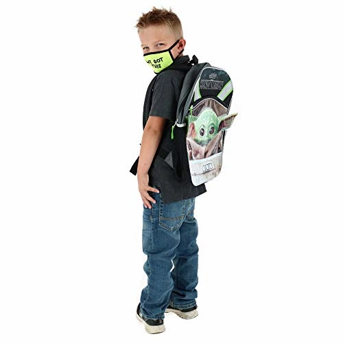 Star Wars"The Child" Baby Yoda 16" Half Moon Backpack with 1 Zipper Front Pocket & Ears