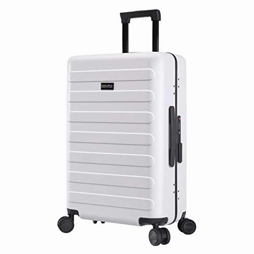 TangFeii-trunk Boarding Luggage Universal Wheel Upright Carry-on Luggage Expandable Spinner 20inches 24inches Carry-on Suitcase Uprights Suitcase 360 Silent Spinner (Color : White, Size : 20inches)
