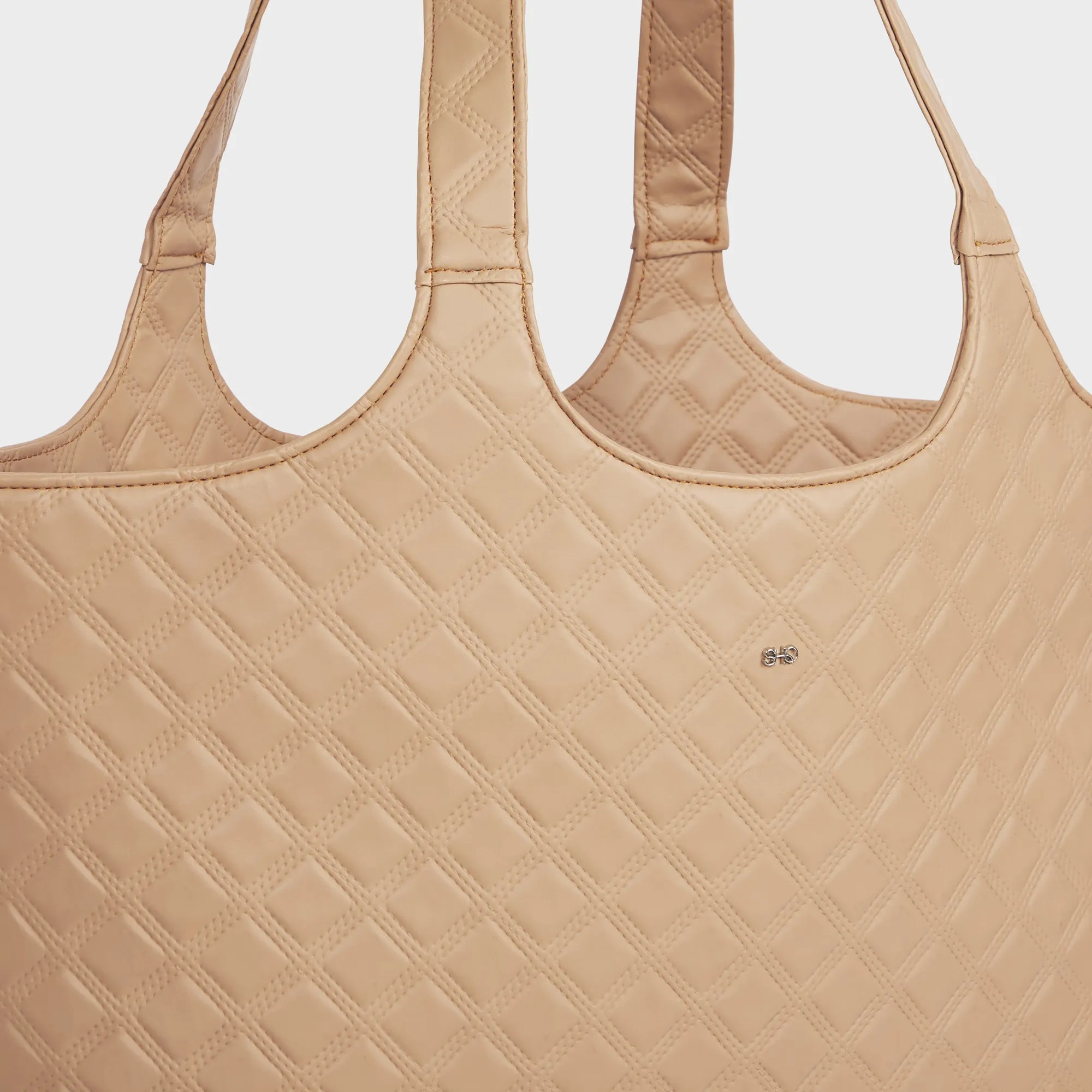 TORONTO VEGAN LEATHER SHOULDER BAG BEIGE