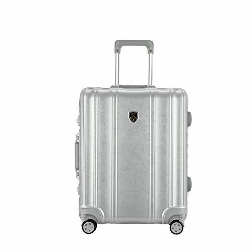 TPRC 2 Piece "Donna Collection" Surdy Aluminum Frame, WIDE-BODY, Color-Coordinated Accented Luggage with Dual TSA Locks Includes 28" Suitcase and 20" Carry-On Luggage, Silver Color Option