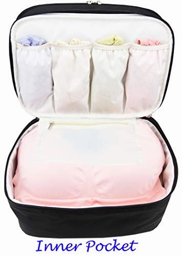 Travel Organizer Underwear Bag - Large Double Layer Packing Storage Bag - Fits Large Bra, Socks,