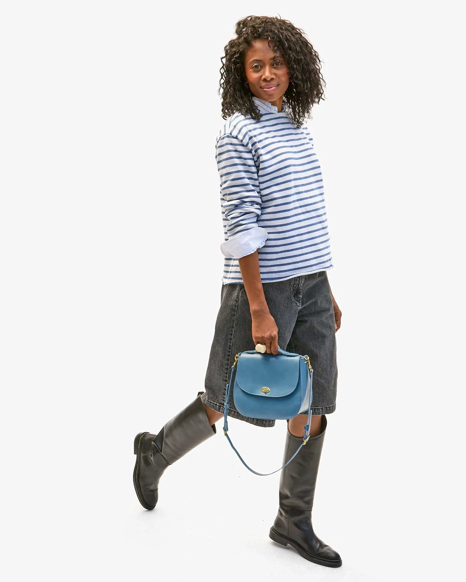 Turnlock Louis W/ Top Handle Handbags - Crossbody - Turnlock Louis Desert Blue