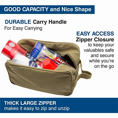 USMC United States Marine Corps Text Canvas Shower Kit Travel Toiletry Bag Case in Olive & Black