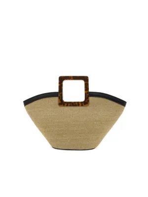 Varlie Shoulder Bag In Natural Raffia-Black