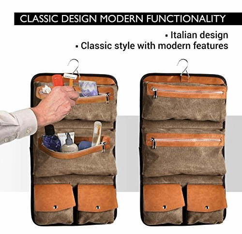 Vetelli Hanging Toiletry Bag For Men - Dopp Kit / Travel Accessories Bag / Great Gift