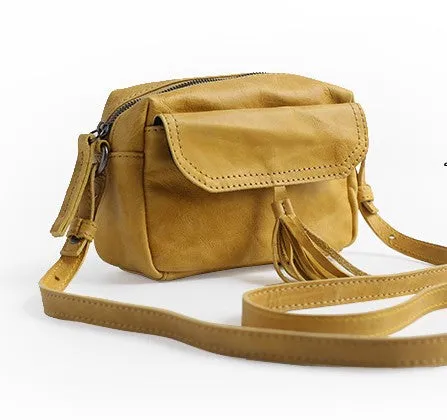 Vintage LEATHER WOMEN Tassels Crossbody Purses Small SHOULDER BAG FOR WOMEN
