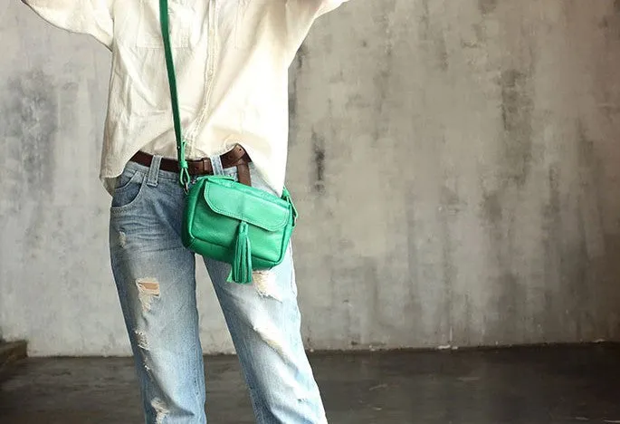 Vintage LEATHER WOMEN Tassels Crossbody Purses Small SHOULDER BAG FOR WOMEN