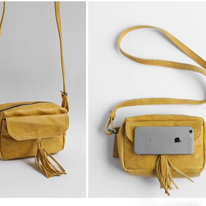 Vintage LEATHER WOMEN Tassels Crossbody Purses Small SHOULDER BAG FOR WOMEN