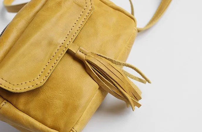 Vintage LEATHER WOMEN Tassels Crossbody Purses Small SHOULDER BAG FOR WOMEN