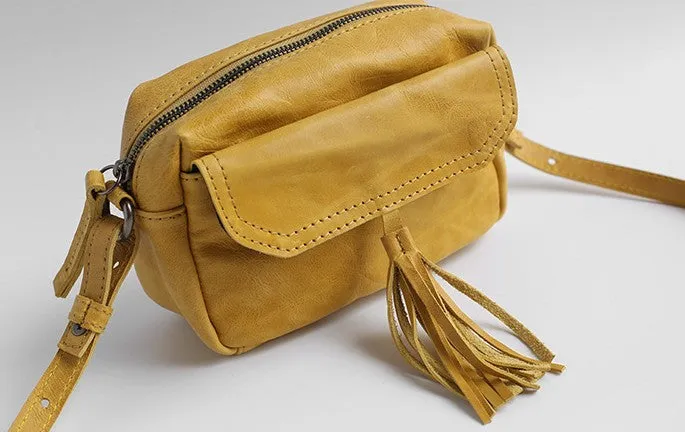 Vintage LEATHER WOMEN Tassels Crossbody Purses Small SHOULDER BAG FOR WOMEN