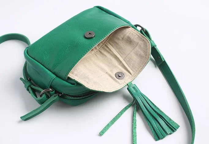 Vintage LEATHER WOMEN Tassels Crossbody Purses Small SHOULDER BAG FOR WOMEN