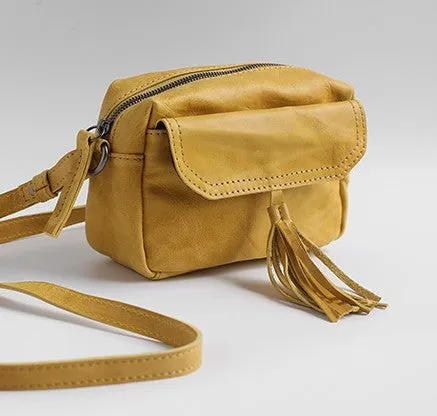 Vintage LEATHER WOMEN Tassels Crossbody Purses Small SHOULDER BAG FOR WOMEN