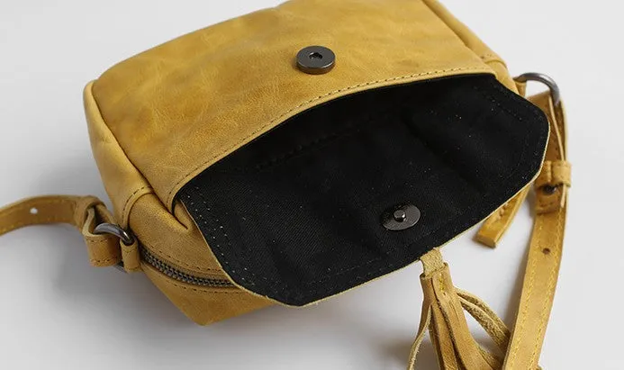 Vintage LEATHER WOMEN Tassels Crossbody Purses Small SHOULDER BAG FOR WOMEN