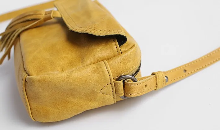 Vintage LEATHER WOMEN Tassels Crossbody Purses Small SHOULDER BAG FOR WOMEN