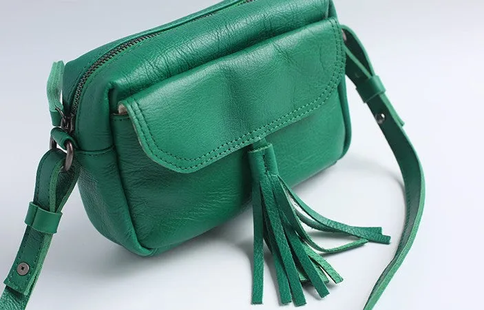 Vintage LEATHER WOMEN Tassels Crossbody Purses Small SHOULDER BAG FOR WOMEN