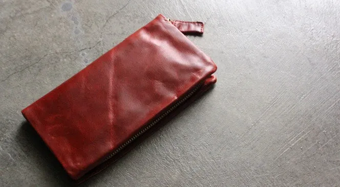 Vintage LEATHER Womens Long Clutch Wallet Zipper Long Wallet FOR Women