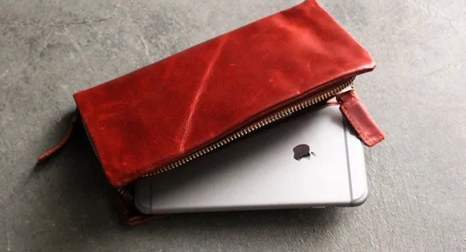 Vintage LEATHER Womens Long Clutch Wallet Zipper Long Wallet FOR Women